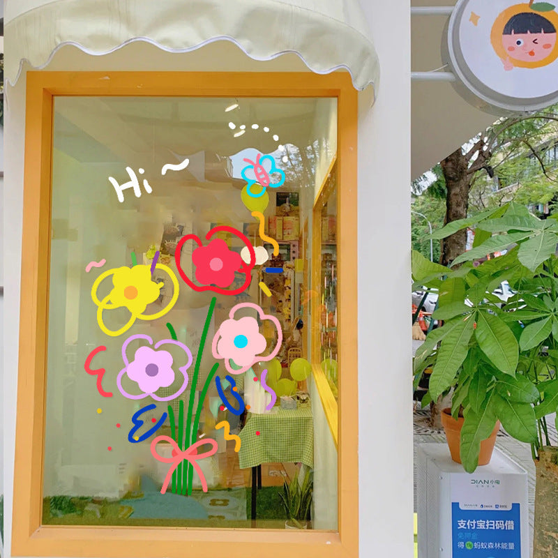 Showcase Glass Stickers Static Window Flower Window Stickers Wall Sticker