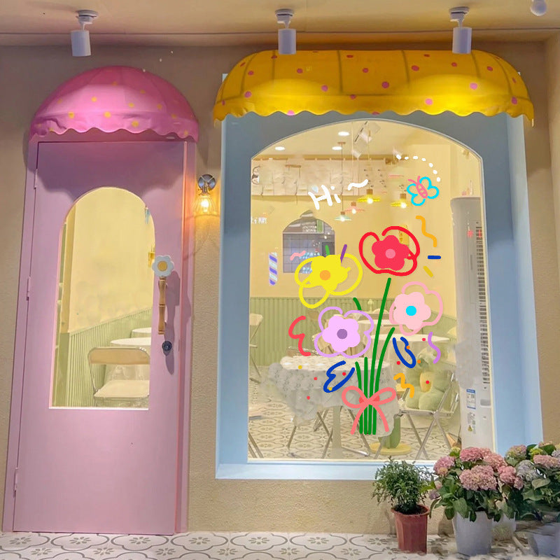 Showcase Glass Stickers Static Window Flower Window Stickers Wall Sticker