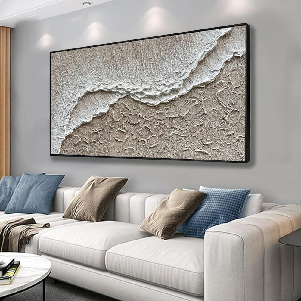 Earth Texture Sea Beach Oil Paintings Hand Painted White Ocean Waves Canvas Living Room Home Decor Modern Landscape Wall Art Painting