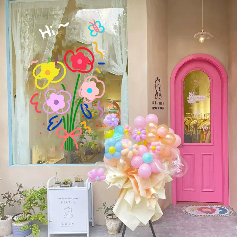 Showcase Glass Stickers Static Window Flower Window Stickers Wall Sticker